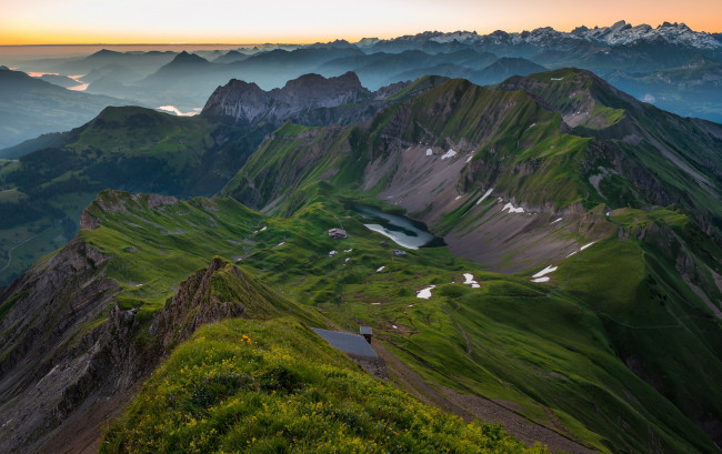 Обои картинки фото природа, горы, швейцария, альпы, горизонт