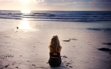 Картинка девушки -unsort+ блондинки +светловолосые море берег платье блондинка
