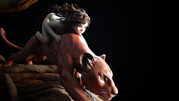 Картинка фэнтези красавицы+и+чудовища девушка львица дерево