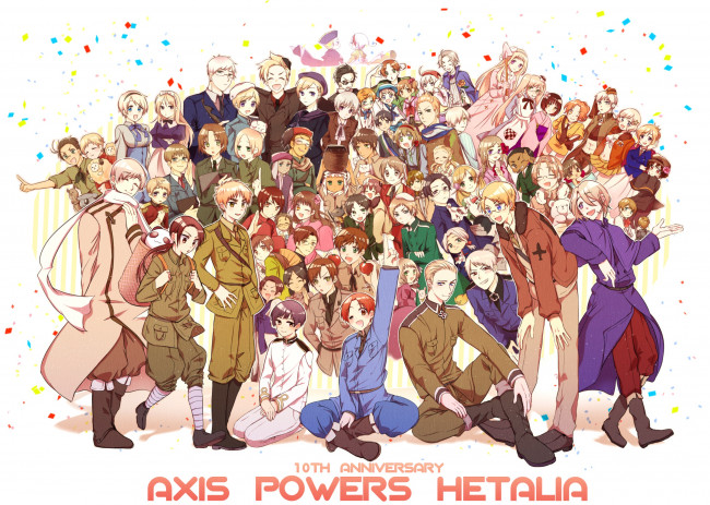 Обои картинки фото аниме, hetalia,  axis powers, хеталия, и, страны, оси