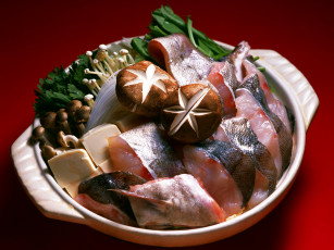 Картинка еда рыба морепродукты суши роллы грибы зелень