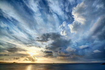 Картинка природа восходы закаты море скалы облака