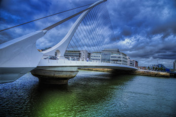 обоя samuel beckett bridge - dublin,  ireland, города, дублин , ирландия, мост, река