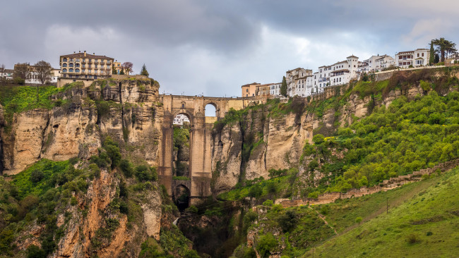 Обои картинки фото ronda,  andalucia,  spain, города, - мосты, каньон, мост, здания