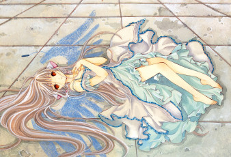 Картинка аниме chobits крылья мел рисунок ушки платье девушка chii