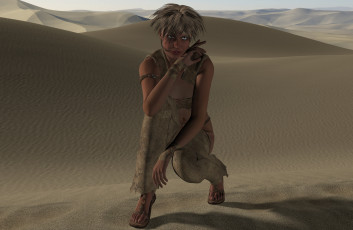Картинка 3д+графика фантазия+ fantasy пустыня фон взгляд девушка