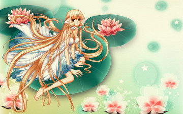 Картинка аниме tsubasa+reservoir+chronicles лотос кувшинки цветы платье ушки chobits вода девушка chii