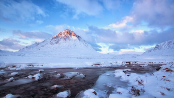 Картинка природа горы река снег вершина