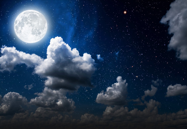 Обои картинки фото космос, луна, облака