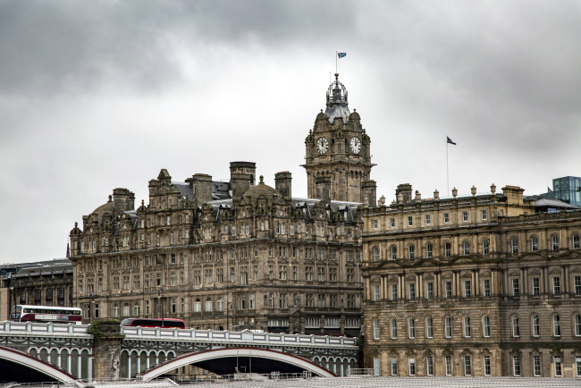 Обои картинки фото города, эдинбург , шотландия, мост, часы