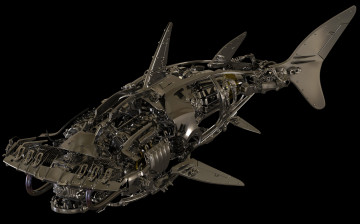 Картинка 3д+графика _science+fiction детали металл акула молот