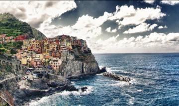 Картинка города амальфийское лигурийское побережье италия пейзаж море дома