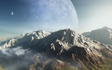 Картинка 3д графика nature landscape природа планета рассвет горы