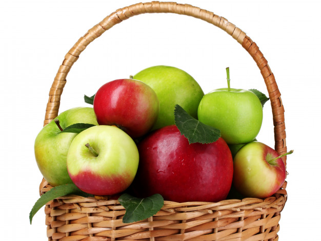 Обои картинки фото еда, Яблоки, яблоки, корзина