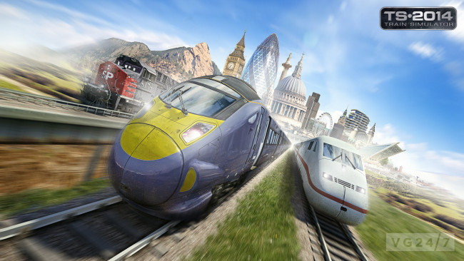 Обои картинки фото train, simulator, ts, 2014, видео, игры, рельсы, поезд