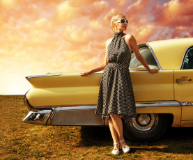 Картинка автомобили -авто+с+девушками авто ретро стиль платье пейзаж красота девушка внешность
