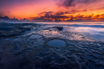 Картинка природа побережье штат сша пляж небо вечер сан диего калифорния тихий океан облака скалы