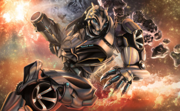 Картинка фэнтези роботы +киборги +механизмы робот трансформер transformer колесо тигр фантастика арт