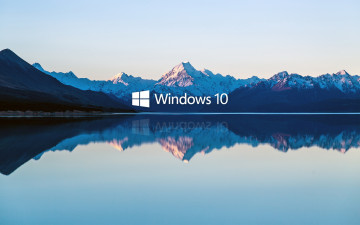 обоя компьютеры, windows 10, логотип, фон, горы