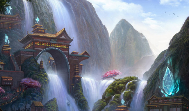 Обои картинки фото видео игры, league of legends, водопады, горы