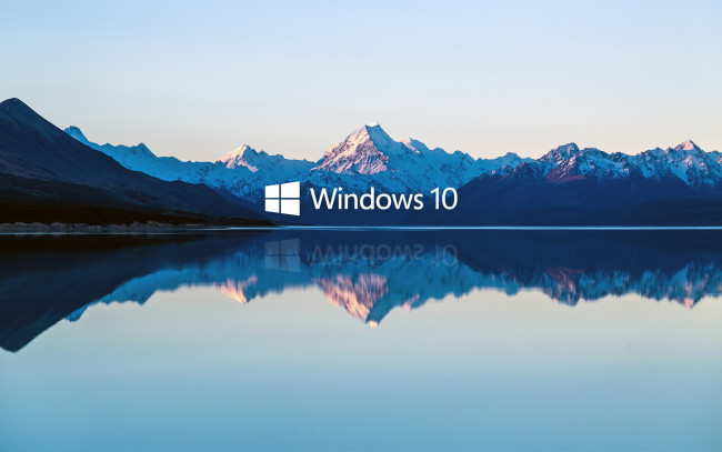 Обои картинки фото компьютеры, windows 10, логотип, фон, горы