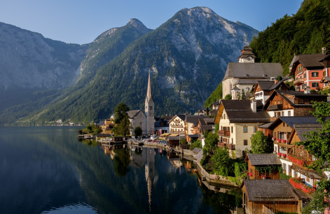 Обои картинки фото города, - пейзажи, дома, горы, озеро, альпы, гальштатское, австрия, гальштат, alps, lake, hallstatt, austria