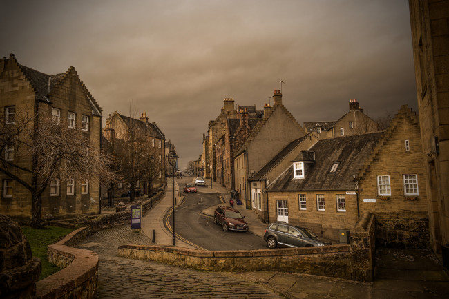 Обои картинки фото города, - улицы,  площади,  набережные, шотландия, дома, улица, боу-стрит, стерлинг, машины, дорога