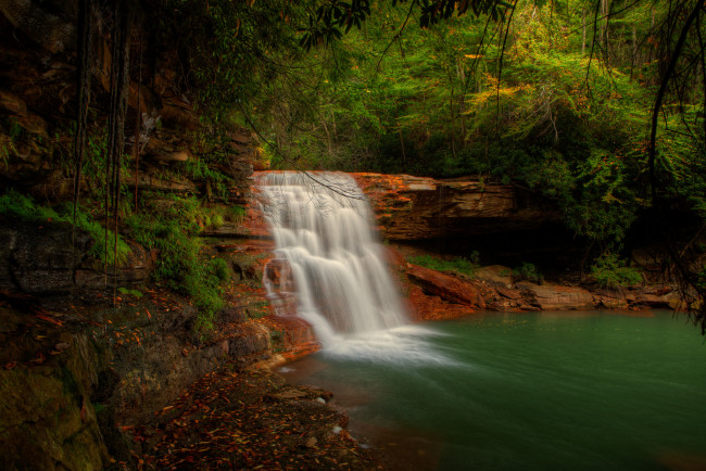 Обои картинки фото природа, водопады, лес, река, водопад