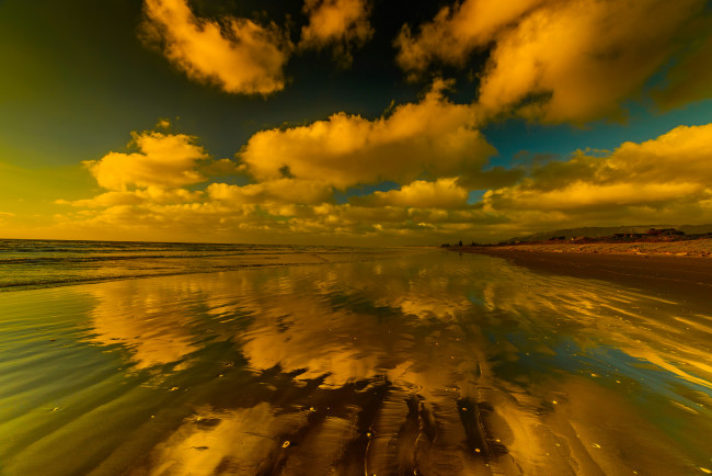 Обои картинки фото природа, восходы, закаты, закат, облака, отражение