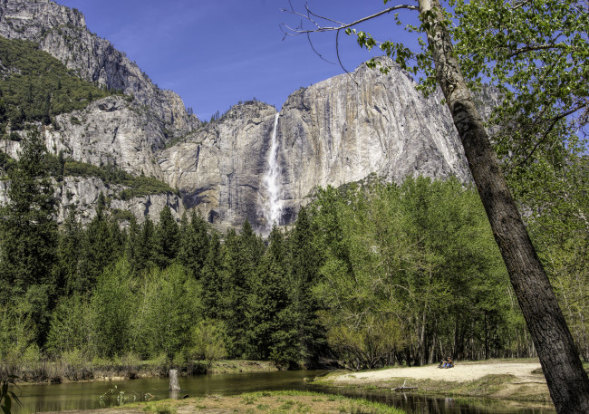 Обои картинки фото природа, водопады, горы, лес, река, водопад
