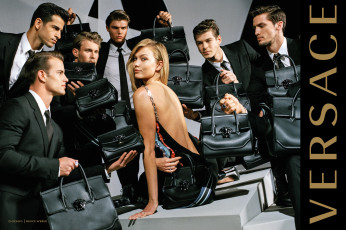 обоя бренды, versace, девушка, парни, версаче, gigi, hadid, блондинка, сумки, модель