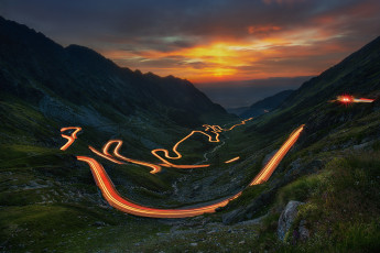 Картинка природа дороги горы румыния серпантин вечер дорога долина пейзаж