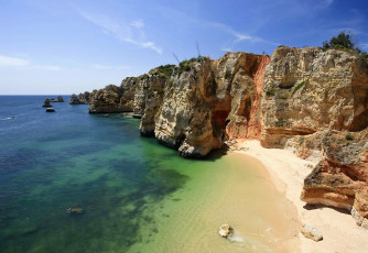 Картинка лагос +португалия природа побережье скалы берег море