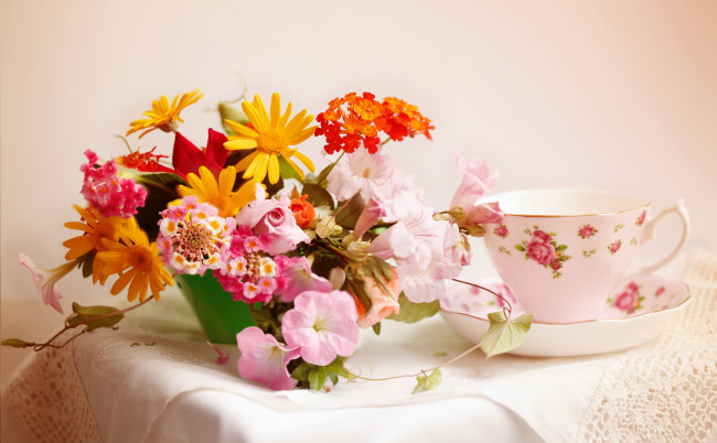 Обои картинки фото цветы, букеты, композиции, чашка, elena, di, guardo