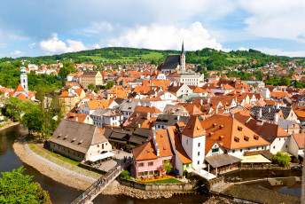 Картинка Чешский крумлов Чехия города панорамы дома крыши