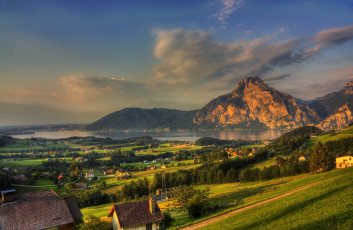 Картинка gmunden austria города пейзажи городок горы пейзаж