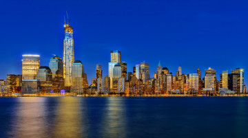 Картинка manhattan города нью йорк сша ночь залив небоскребы огни нью-йорк