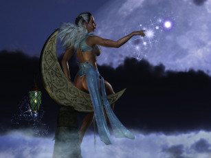 Картинка 3д+графика эльфы+ elves фея ночь луна