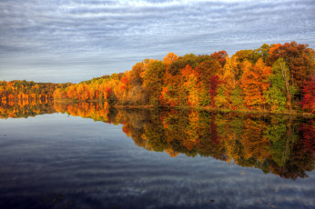 Картинка природа реки озера отражения небо деревья вода осень краски