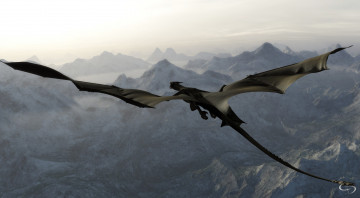 Картинка 3д+графика существа+ creatures дракон полет горы