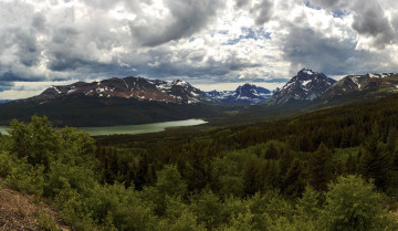 Картинка glacier+national+park++сша природа пейзажи glacier park montana сша озеро горы деревья небо пейзаж
