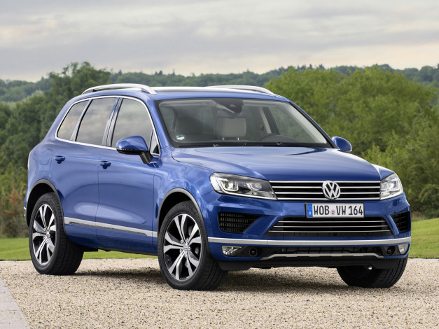 Обои картинки фото автомобили, volkswagen, 2014г, tdi, touareg, v6, синий