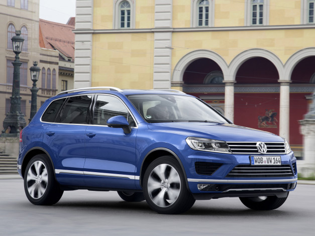 Обои картинки фото автомобили, volkswagen, tdi, touareg, v6, 2014г, синий