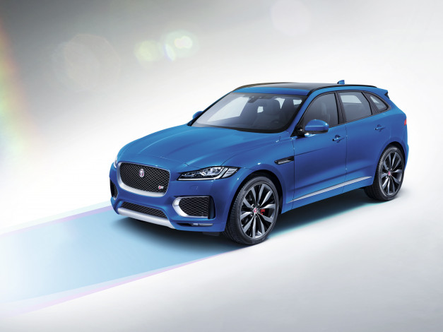 Обои картинки фото автомобили, jaguar, 2016г, s, синий, f-pace