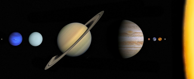 Обои картинки фото космос, сатурн, planets, solar, system, in, order