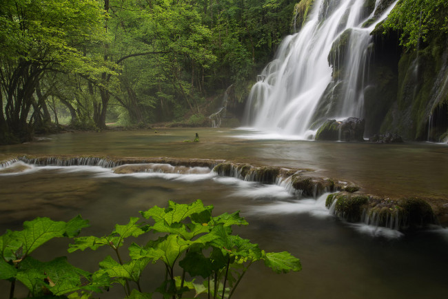 Обои картинки фото природа, водопады, водопад, водоём, деревья, скалы