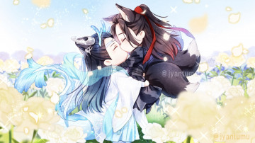 Картинка аниме mo+dao+zu+shi вэй усянь лань ванцзы дракон лис поцелуй