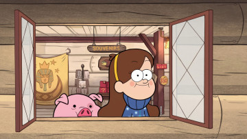 обоя gravity falls , сериал 2012 – 2016, мультфильмы, gravity falls, gravity, falls, мультсeриал, mabel, pig