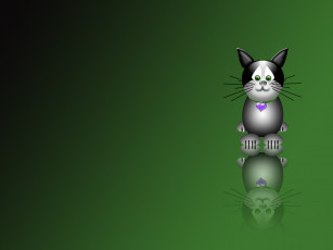 Картинка 3д графика animals животные сердечко котик зелёный