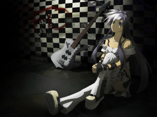 Картинка аниме headphones instrumental переулок девушка гитара